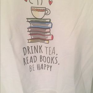 Port & Company White T-Shirt, Read Books, Size S